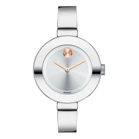 Movado Bold Two Tone Bangle 34mm Watch with Rose Gold Accents